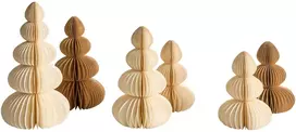 Beliani 6 kalėdinių dekoracijų rinkinys RANELVA Eglutė 14/19/25 cm Ruda/ smėlio spalva