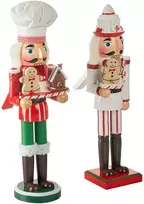 Beliani 2 dekoracinių figūrėlių rinkinys BODSJON Spragtukas 35 cm Raudonas/Baltas