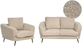 Sofa Beliani Trijų vietų poilsio baldų komplektas KJAER Boucle šviesiai smėlio spalvos
