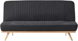 Beliani Dvivietė išskleidžiama sofa KALFAFEL, juoda