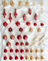 Beliani 50 kalėdinių žaisliukų rinkinys SPARKLE stiklinis raudonas/auksinis