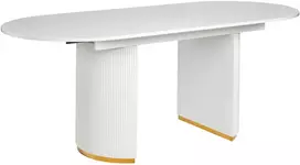 Beliani Išskleidžiamas valgomojo stalas DULVERTON baltas 160/200 cm 90 cm