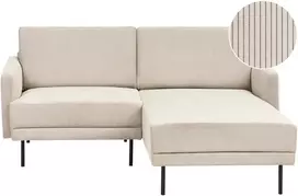 Beliani Kampinė sofa BREDA, 2 vietų, veliūrinė, smėlio spalvos, kairinė