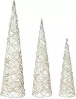 Beliani Kalėdinių dekoracijų rinkinys TUELSO Eglutė 60/80/100 cm, baltos / auksinės spalvos