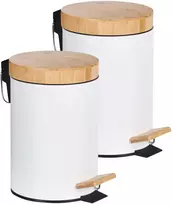 Beliani 2 šiukšliadėžių su pedalu rinkinys 3 l ECOSMART metalinis baltas