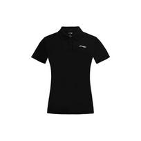 Li Ning Plunksnų serijos vienspalviai greitai džiūstantys trumpomis rankovėmis polo marškinėliai moterims juodi APLR126-3 L