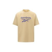 Reebok Basic Logo Print Classic Versatile Sports Casual Short Sleeve T-Shirt Unisex Tops Khaki 24SRM409UGM1 XS beige