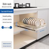 Ištraukiamas stalčius indų laikymo stovas - Virtuvės lentyna ir nusausinimo stovas be gręžimo Dish Rack - Silver gray