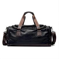 Fashi Men's PU Leather Travel Bag Leisure Gym Sports Luggage Handbag Large Capacity Duffel Bag Shoulder Bag 45*24*21