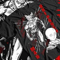 SAITAMA One Punch Man T-Shirt Anime Manga Gifts Black Short Sleeve All Size 2XL