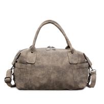 Vintage Faux Leather Duffel Bag Women's Fashion Shoulder Tote with Dual Handle and Practical Design žalia