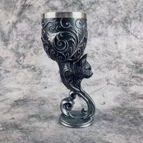 3D raižytas senovinis šampano stiklas, rankų darbo nerūdijančio plieno vintažinė vyno taurė, 3D raižyta vandens taurė retro vyno taurė šampano taurė One Size juoda