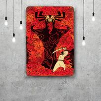 Samurajus Džekas filmas Dekoro plakatas Vintažinis skardinis ženklas Metalinis ženklas Dekoratyvinė plokštelė Pub'ui Barui Vyriškam urvui Klubui Sienos dekoracija 20x30cm（7.8x11.8inch） black