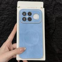 For Xiaomi POCO F8 Ultra Case Hard Anti Fingerprint Cowboy Texture Magnetic Non-slip Protect Cover For POCO F8 Pro Shell Bumper Poco F8 Pro dangaus mėlyna spalva