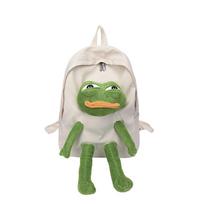Cute Funny Frog Doll Backpack Women/Man Large-Capacity Middle School Student Bag Casual Travel Rucksack Cartoon Daily Bagpack 29x13x41cm