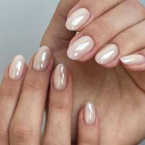 32PCS Electroplated Press On Nail Short Oval Shape ABS False Nail Natural Looking Glossy Finish For Women 1 brown
