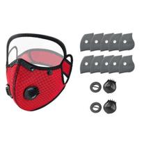 Dust Mask with Filter Cycling Face & Breathing Valve, Reusable Carbon Woodworking Protective Goggles, Lightweight Protection Shield for Outdoor raudona