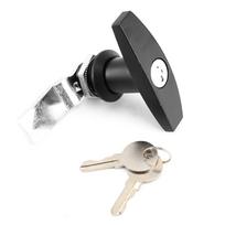 Rear Fixing T Handle Lock Tool Box Garage   with Keys for Trailer   Canopy(Silver black