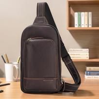 Men's Luxury Genuine Leather Sling Bag black