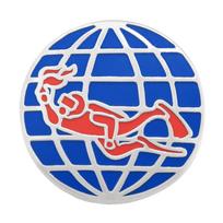PADI Enamel Brooch: Red Diver & Blue Earth Scuba Diving Badge for Backpack red