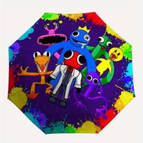 1pc Rainbow Friends Automatic Umbrella 8-Bone Design Compact Gear for Outdoor Travel, Perfect Gift for Friends or Family yy250822058 blue