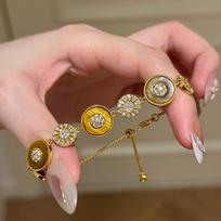 Retro Tiger Eye Stone Sun flower Bracelets for women  Light Luxury High Grade Diamond inlay Chain Bracelet Fashion Charm Jewelry 17-20cm auksas