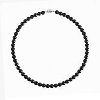 Natural Obsidian & Sterling Silver Choker for Women - Black Bead Crystal Clavicle Necklace
