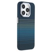 (Mėlyna) iPhone 15 Pro Max dėklas, suderinamas su MagSafe, anglies pluošto tekstūra, vandens perkėlimo PC telefono dangtelis