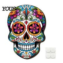 Day of The Dead Gift for Home Sugar Skull Hanging Sign, Hand-Painted Floral Mexican Calavera Wood Wall Decor Plaque, Tabletop Halloween Dia B black