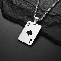 Hip Hop Statement Stainless Steel Poker Card Ace of Spades Necklace For Women Men Pendant Chain Playing Cards Jewelry juoda