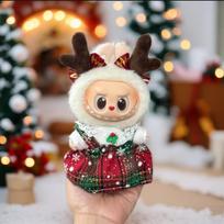 17cm Labubu lėlės drabužių rinkinys Kalėdų Senelio madingi drabužiai su aksesuarais mielos pliušinės lėlės drabužiai dovana No Dolls
