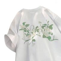Unisex T-shirt O-neck Trumpomis rankovėmis Meniniai gėlių raštai Marškinėliai Laisvo kirpimo Vasariniai Atsitiktiniai Megztiniai Viršutiniai drabužiai M balta