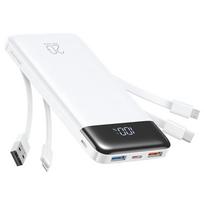 Powerbank Charmast W2065 PD3.0 3A 22,5W 20000 mAh with built-in cables USB A / USB C / Lightning / Micro USB White