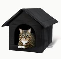 All-Season Waterproof, Cold-Resistant Outdoor Enclosed Love Heart Cat House with Free Shipping. Size S 33*33*36cm black