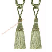2Pieces High Ended Curtain Tie Backs Featuring Elegant Fringe Tasseled Design 85AD žalia