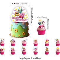 Kirby Birthday Party Decoration Set: Banners, Balloons, Flags, and Cake Toppers pink