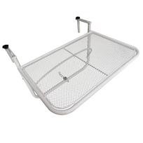Pakabinamas balkono stalas, 3 padėčių aukščio reguliavimas, metalinis, atsparus oro sąlygoms, balkono ir terasos turėklams, 60 x 56 cm, Baltas 60 x 56 x 50 cm balta