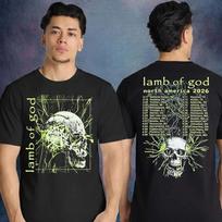 Lamb Of God Electric Skull Tour 2026 trumpomis rankovėmis 2 pusių marškinėliai Unisex T-Shirt XXL