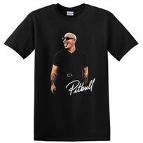 Pitbulio Dainininko Portretas Marškinėliai Pop Žvaigždės Muzikos Gerbėjo Grafinis T-shirt Koncertas Juodas M black