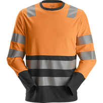 Marškinėliai ilgomis rankovėmis AllroundWork Hi-Vis SNICKERS WORKWEAR, 2 klasė oranžinė