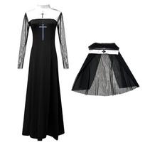 Helovino suaugusiųjų kostiumas Seksualus vienuolės kostiumas Mardi Gras kostiumas Cosplay S black