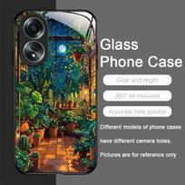 Madingas palmių lapų gėlių rašto grūdinto stiklo telefono dėklas, skirtas OPPO Realme 13 Pro Plus 12 11 10 9i C55 X7 GT Neo 2 3T, kietas dangtelis Realme GT Neo 3T black