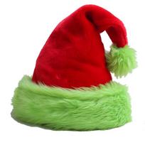Santa Claus Hat Lightweight Plush Christmas Cap Christmas Hat Reusable Green Fur Brim Hat For Christmas Party Holiday Decoration