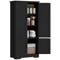 Virtuvės bufetas Šiuolaikinė virtuvės spintelė Daugiafunkcinė saugykla 2 spintelės 3 lentynos 60 x 30 x 123 cm Juoda 60 x 30 x 123 cm