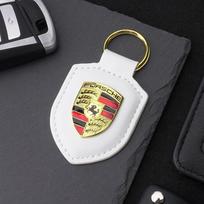 Aukštos kokybės PU odos automobilio raktų pakabukas Shield lydinio raktų pakabuko pakabukas Dovana Porsche Cayenne Panamera Macan Boxster Cayman Lipdukas mszh62 gray