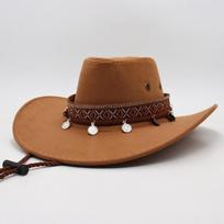 American Western Cowboy Hat Ethnic Style Outdoor Shade Horse Racing Rider Hat Belt Decoration Men'S And Women'S Roll Top Hat m adult one size fits all (56-58cm) brown