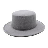 Rudens Žiemos Vaikų Veltinės Fedora Skrybėlės Berniukams Mergaitėms Vienspalvės Imitacijos Vilnos Plokščiu Viršumi Džiazo Kepurės Vaikų Formalūs Kostiuminiai Skrybėlės Kid Size 52-54CM pilka spalva