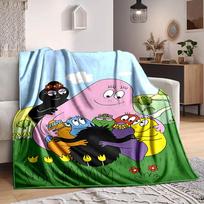 1 vnt. Barbapapa personažų pledas, užtiesalas sofai, lovai, kelionėms, stovyklavimui, svetainei, 80cm×120cm gray