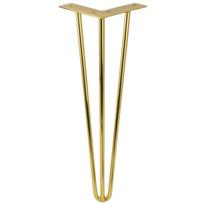 Plaukų segtuko formos baldų koja, auksinio blizgesio, aukštis 41 cm, stalui, 3 strypai, 10 mm