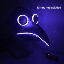 LED Plague Doctor Mask Latex Gothic Halloween Cosplay Funny Medieval Steampunk LED Flash Carnival Masquerade Festival Party Mask blue